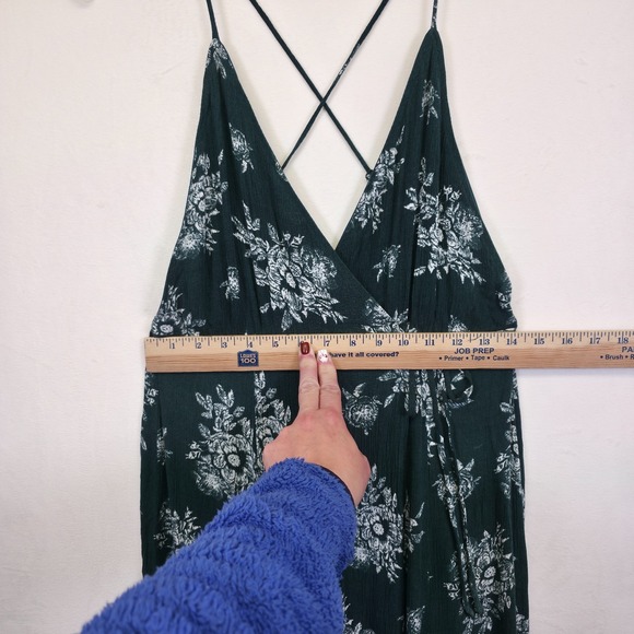Rokoko Maxi Dress Womens M Green Floral Boho Cottagecore Gauzy Wrap Elegant Y2K - Picture 4 of 16